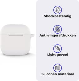 Hoesje - Geschikt voor Apple AirPods 4 - Siliconen Hoes met Clip - Silicone Case Cover - Wit — thumbnail 1