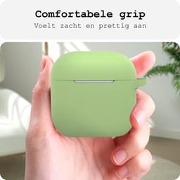 Case - Geschikt voor Apple AirPods 4 - Siliconen Hoes met Clip - Silicone Hoesje Cover - Groen — thumbnail 4