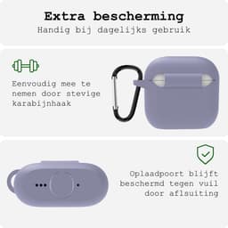 Case - Geschikt voor Apple AirPods 4 / 5 - Siliconen Hoes met Clip - Silicone Hoesje Cover - Lila — thumbnail 5