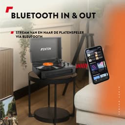 Retro Platenspeler Bluetooth in & out - Fenton RP118 - Model 2025 - Geschikt voor alle platen - Ingebouwde speakers - Zwart — thumbnail 3