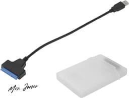 Mrs. Jones Kabel Externe Harde Schijf Ondersteunt HDD-SDD USB3.0 High-speed Lezen Conversiekabel met Beschermdoos - Wit . — thumbnail 1