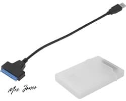 Mrs. Jones Kabel Externe Harde Schijf Ondersteunt HDD-SDD USB3.0 High-speed Lezen Conversiekabel met Beschermdoos - Wit .