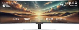 GAME HERO® 49 inch UltraWide Double Full HD QLED VA Monitor - 144Hz — thumbnail 1