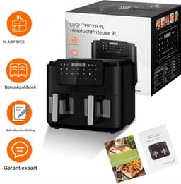 Heteluchtfriteuse XXL 9L 2 Laden LED-Touchscreen Kijkvenster 9 Programma's Match Cook & Smart Finish 2400W Zwart — thumbnail 5