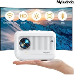 Mylucinda® Mini Beamer Projector - 16x13x12cm Draagbare Videoprojector met 5G WiFi & Bluetooth - Thuisbioscoop - Wit — thumbnail 1