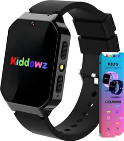 Kiddowz Smartwatch kinderen - Kinderhorloge - 5 t/m 12 jaar - met camera, filters en 26 kids spelletjes - Stappenteller - Zwart V1 — thumbnail 1