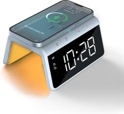 Caliber Wekker - Draadloze Oplader - Wake-up Light - Digitale wekker - Wekkers digitaal - Digitale klok - Blauw (HCG019QI-PB) — thumbnail 1
