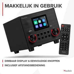 DAB radio - Audizio Vieste - DAB+ radio met subwoofer en Bluetooth - Zwart - Met afstandsbediening — thumbnail 3