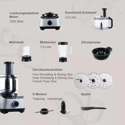 Keukenmachine - 11 in 1 - Multifunctionele Keukenmixer - Sinaasappelpers - Bonenmaler - 1300W — thumbnail 3