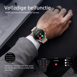 Maoo Titan AMOLED Smartwatch Heren - Special Edition - Stainless Steel en 2 TPU bandjes - Stappenteller - Hartslagmeter - Slaapmonitor - Multisport - Geschikt voor Android en iOS - Zilver en Goud — thumbnail 2