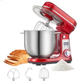 Mercadome® Keukenmachine - Keukenrobot - Keukenmixer - Laag geluidsniveau - 6 standen - Incl. gratis accessoires - 6 Liter - Rood — thumbnail 1