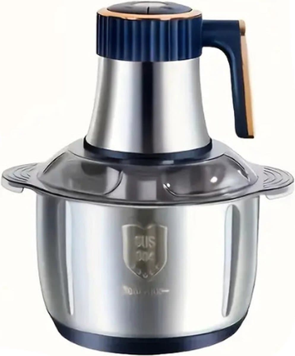 MazrekuHome® - 5L Roestvrijstalen Voedselverwerker met 6-Bladensysteem - Snelle Vleesmolen & Groentehakker - 5 Snelheden - Perfect voor Uien, Knoflook en Salades - Essentieel Keukengadget — afbeelding 1