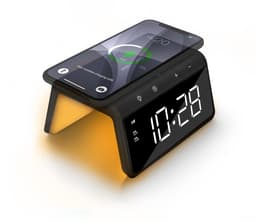 Caliber Wekker - Draadloze Oplader - Wake-up Light - Digitale wekker - Wekkers digitaal - Digitale klok - Zwart — thumbnail 1
