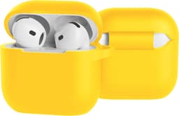 Hoesje - Geschikt voor Apple AirPods 4 / 5 - Siliconen Hoes met Clip - Silicone Case Cover - Geel — thumbnail 5