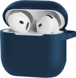 Hoesje - Geschikt voor Apple AirPods 4 - Siliconen Hoes met Clip - Silicone Case Cover - Navy — thumbnail 1