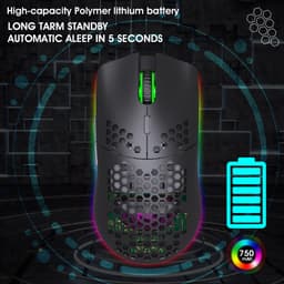 HXSJ T66 - Draadloze Gaming Muis - Computermuizen - Ultra licht - RGB Verlichting - Zwart — thumbnail 2