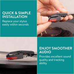 Navaris vervangende naald voor platenspeler - Universele stylus compatibel met de meeste platenspelers - Voor betere sound kwaliteit - Set van 5 — thumbnail 4