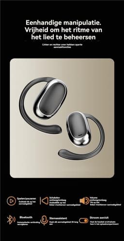 Oortjes Draadloos- Open-Ear-Air Conduction Oordopjes-Bone Conduction headphone-Sport Volledig Draadloze on-ear Oortjes -Bluetooth Headset met Oplaadcase- Bluetooth 5.4- Touch Control-Comfortabel en Geweldige Geluidskwaliteit — thumbnail 4