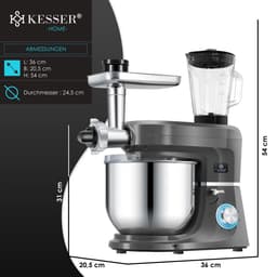KESSER® Keukenmachine K-KM 3000 3in1 met Vleesmolen & Sapcentrifuge - Anthraciet — thumbnail 3