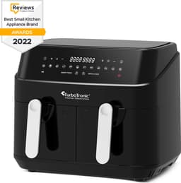 Turbotronic DAF5 Dubbele Airfryer XXL DualChef - 9L - Heteluchtfriteuse - Dubbele Mand - 2 x 4.5L - 50ºC tot 200ºC - 12 Kookprogramma's - Zwart — thumbnail 4