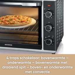 Bak-Toastoven met Convectiefunctie 1800 W Incl. Pizzasteen - Zilver/Zwart - 2058 Wacht Mee — thumbnail 4
