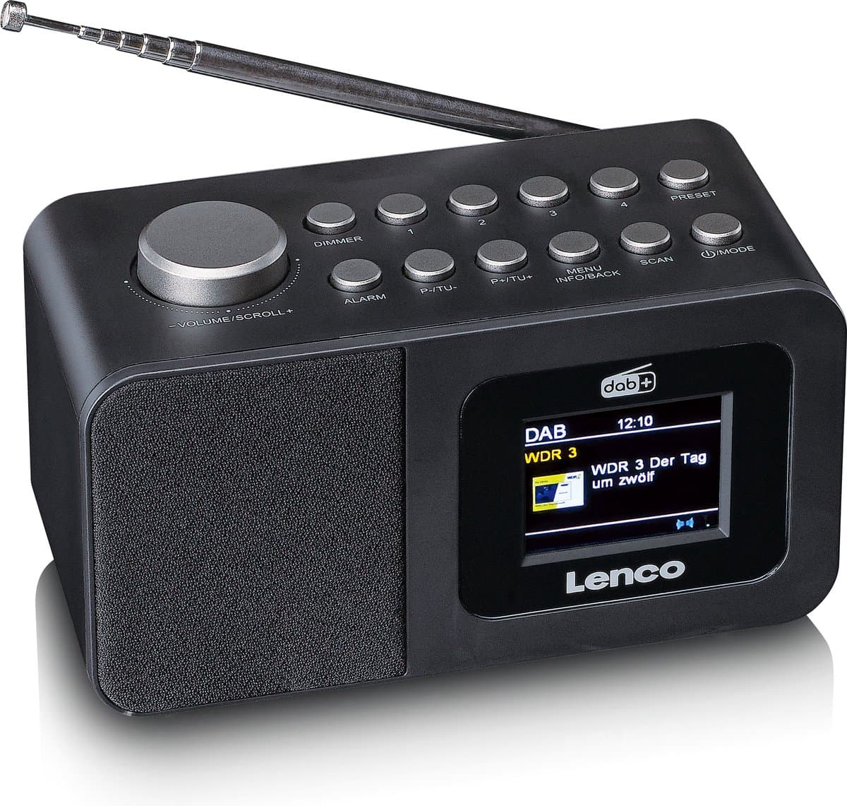 Lenco Wekkerradio - Digitale Wekker met DAB en FM Radio - Dubbel Alarm Snooze en Slaaptimer - Dimbaar Display - CR-625BK - Zwart — afbeelding 1
