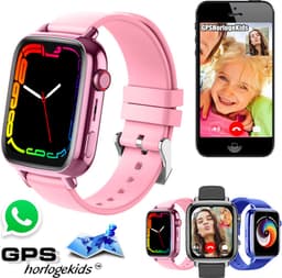 GPSHorlogeKids© - GPS horloge kind - smartwatch kinderen - WhatsApp - 4G videobellen - SOS alarm - TikTok - Google Assistant - facebook - smartwatch kind - nieuw 2025 - incl SIM – model Flux Roze — thumbnail 1