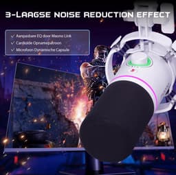 Maono PD200XS - Wit - XLR Dynamische RGB Microfoon met Telescopische Arm (66cm!) - PC - USB-microfoon voor Streaming / Podcast / Studio / Gaming /geschikt voor PS4/5 — thumbnail 4
