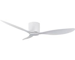 Plafondventilator Brezza 3 blad 132 cm wit - stille ventilator – top kwaliteit - energie zuinig – met remote - ventilator voor laag plafond - 6 snelheden - beste alternatief voor airco - zomer en winter stand – witte ventilator