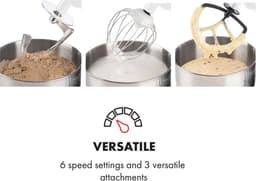Klarstein Küchenmaschine, Knetmaschine mit 5L Schüssel, 1800W Profi Küchenmaschine mit Knethaken und Schneebesen, Universal Küchenmaschine mit 6 Stufen, Teigmaschine zum Rühren, Kneten und Aufschlagen — thumbnail 3
