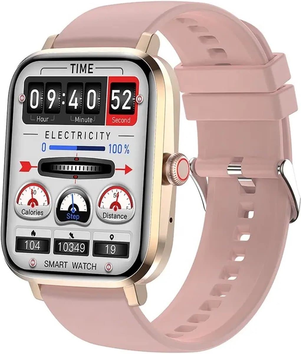 Belesy® HEAVEN – Smartwatch Dames – Smartwatch Heren – Horloge – 1.85" Kleurenscherm – Stappenteller – Hartslagmeter – Bloeddrukmeter – Slaapmonitor – Split Screen – Stembediening – Sportmodus – Bluetooth 5.1 – Goud - Moederdag — afbeelding 1