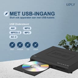 UPLY DVD Speler met HDMI - Full HD - 1080p - Regiovrij - Inclusief HDMI Kabel en Afstandsbediening - DVD en CD Speler - USB — thumbnail 2