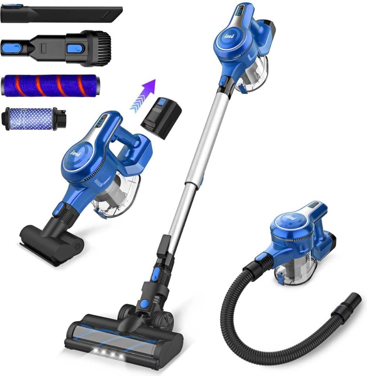 Inse Stofzuiger 23Kpa - Steelstofzuiger Draadloos - Snoerloze Stofzuiger - Stofzuiger Zonder Zak - Draadloze Stofzuiger - Automatische Stofzuiger - Stofzuigers - 250W — afbeelding 1