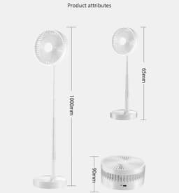 Casalora Opvouwbare vloerventilator – Draagbare ventilator – Reisventilator – Stille bureauventilator – 4 snelheidsstanden – 180 graden verstelbare hoek – Geschikt voor slaapkamer, camping, kantoor en op reis – Wit — thumbnail 2