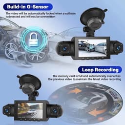 4-kanaals 360° dashcam HD 1080P 4-lens rijrecorder met 32GB geheugenkaart — thumbnail 5