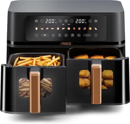 Airfryer 9L Dubbele Mand – Dual Zone Heteluchtfriteuse – Sync Finish – 3100W – 2x 4,5L – Zwart — thumbnail 5