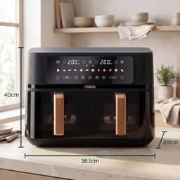 Airfryer 9L Dubbele Mand – Dual Zone Heteluchtfriteuse – Sync Finish – 3100W – 2x 4,5L – Zwart — thumbnail 2