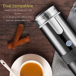 Draagbaar Koffieapparaat - Capsule Koffie - 160ml - Oplaadbaar - Geschikt voor Capsules en Gemalen Koffie - zwart — thumbnail 2