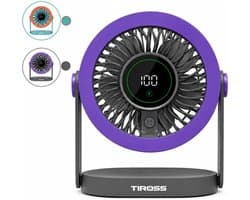Tiross TS-3421 - Bureauventilator - LED Display - 100-Snelheden - USB-C