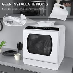 Mini Vaatwasser - Tafelmodel Vaatwasser - Snel Afwassen - Wateraansluiting Optioneel - 4 Couverts - Wit — thumbnail 3