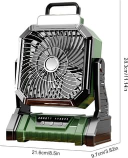 Deze oplaadbare, draagbare ventilator is compact en draagbaar, voorzien van een 5400mAh-batterij, 4 instelbare standen en een ingebouwd lampje. Hij is geschikt voor gebruik in winkels, slaapkamers, buiten, op het strand en op reis. — thumbnail 5