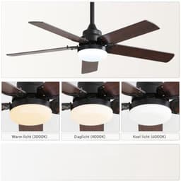 Flache Deckenventilator 106 cm met LED Verlichting en Afstandsbediening – DC Motor Stil 6 Snelheden Timer Lichtgeheugen Dimbaar 3000K–6000K Zwart — thumbnail 3