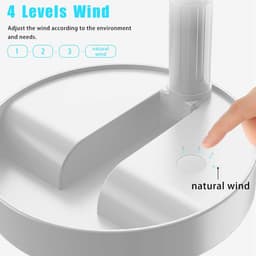 Staande Ventilator Opvouwbaar met Afstandsbediening Verstelbare Hoogte Stil USB Oplaadbaar 7200mAh 4 Snelheden — thumbnail 4