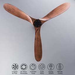 HAUSS SPOLE Ventilator – 60 Inch Zonder Licht Met Afstandsbediening – ABS – Zwart En Donker Walnoot – Voor Slaapkamer Terras En Woonkamer — thumbnail 5
