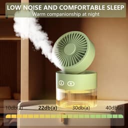 USB-bureauventilator met vernevelingsfunctie, draagbare vernevelingsventilator met 350 ml waterreservoir (groen) — thumbnail 4