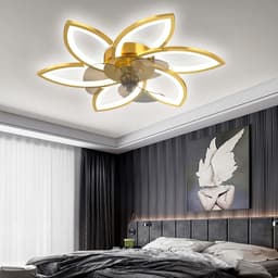 Plafondventilator met dimbare verlichting en afstandsbediening – Creatieve bloemvormige lamp 70W — thumbnail 3