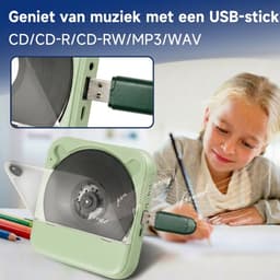 Draagbare Bluetooth-cd-speler met USB-C-snelladen – Ultradun en compact – Ondersteunt MP3/WMA-formaten – Geschikt voor zowel reizen als thuisgebruik – Groen — thumbnail 2