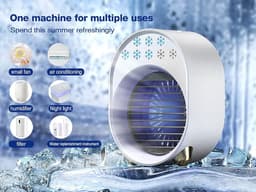 Draagbare Airconditioner, Mini Airconditioner Ventilator, Airconditioner, Oplaadbare Mini Airconditioner, Luchtkoeler, Airconditioning voor Thuis 4-in-1 Desktop Koelventilator 3 Snelheden USB 3600 mAh — thumbnail 5