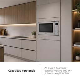 Inbouw Magnetron - Keuken Oven - Snel Eten Bereiden - Met Grillfunctie - 20 Liter - Roestvrij Staal — thumbnail 4