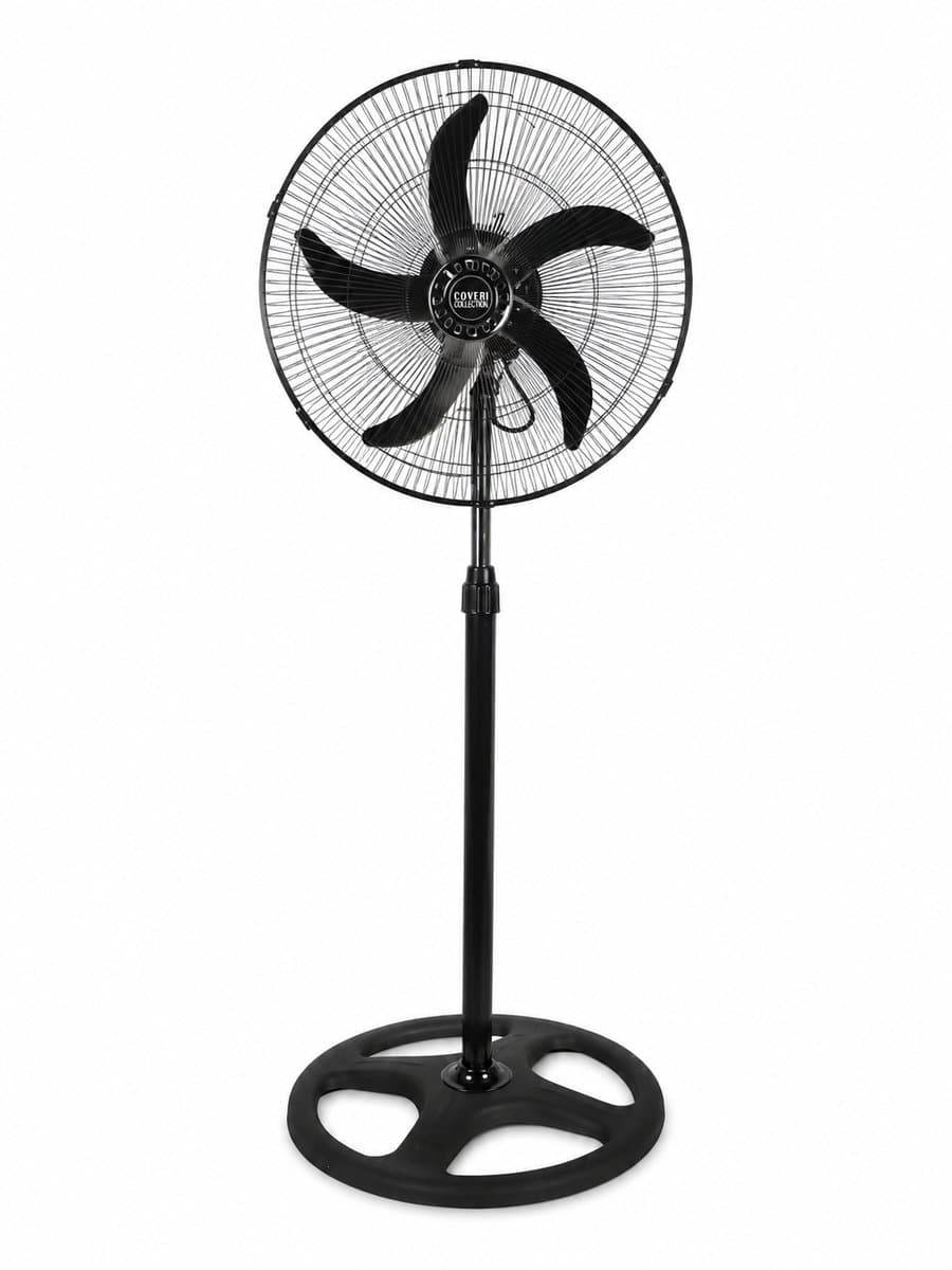 Staande Ventilator 65W – 5 Aluminium Ventilatorbladen – 3 Snelheden – Oscillerend – Verstelbare Hoogte tot 125 cm – Zwart — afbeelding 1
